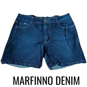 Marfinno Denim Womens Jean shorts Size 44 Dark Wash Distressed Summer
